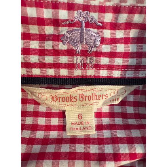 Brooks Brothers Red White Gingham Check Long Sleeve Button Down Shirt 6 EUC - Picture 9 of 10